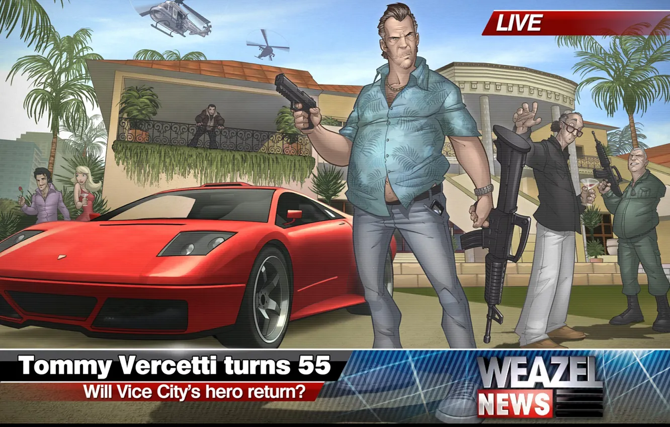 Photo wallpaper 2011, art, gta, Tommy Vercetti, Patrick Brown, Grand Theft Auto, vice city