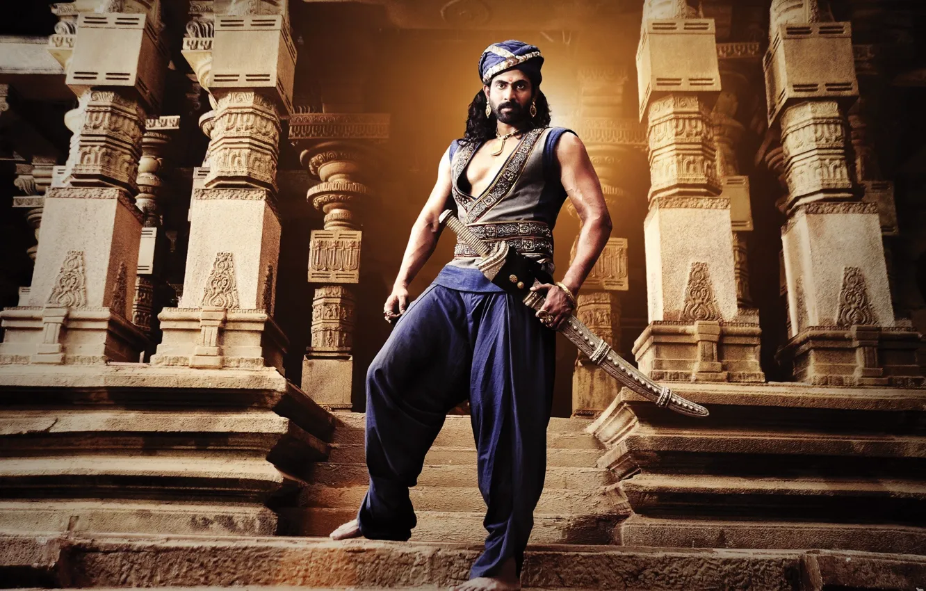Photo wallpaper cinema, sword, soldier, long hair, stone, barefoot, man, movie