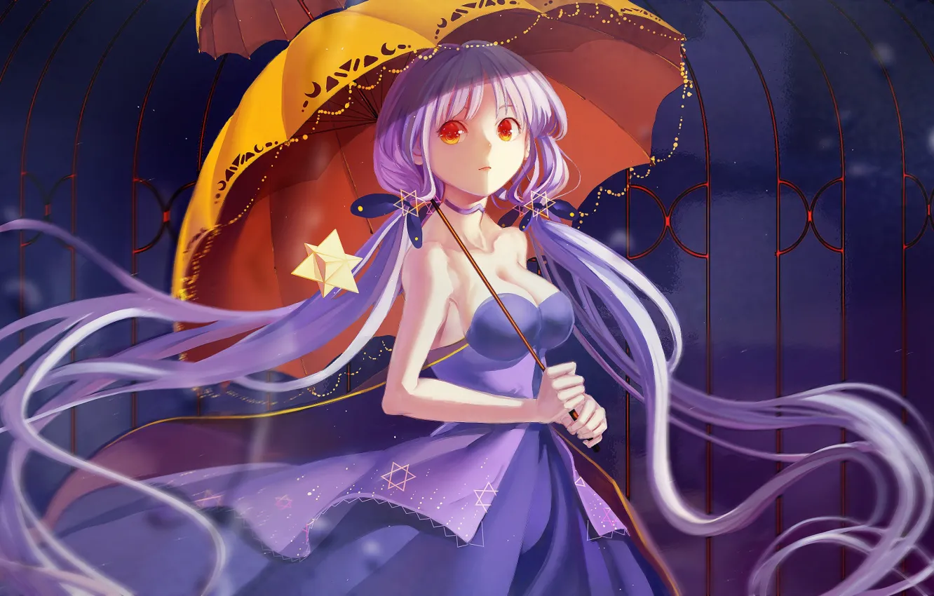 Photo wallpaper girl, cell, umbrella, Vocaloid
