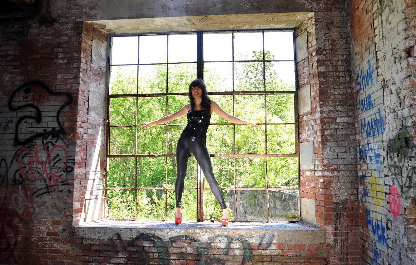 Photo wallpaper girl, pose, window