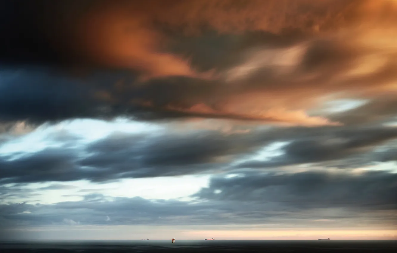 Photo wallpaper sea, the sky, ships