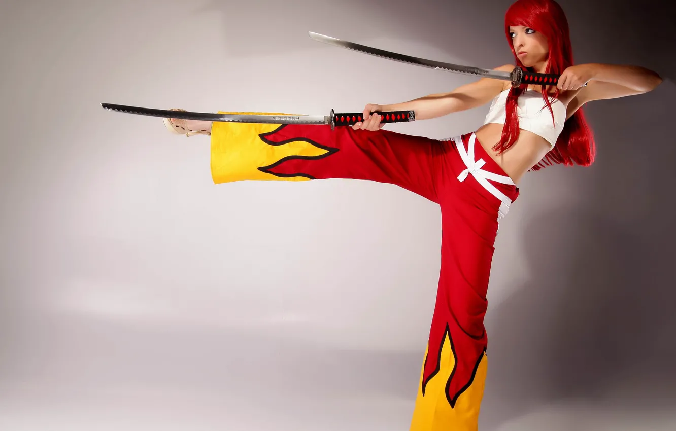 Photo wallpaper girl, sword, katana, anime, cosplay, fairy tail, Elsa, Fairy tail