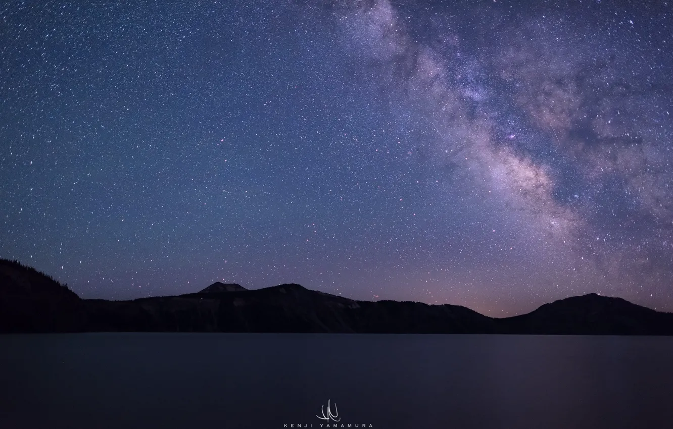 Photo wallpaper USA, the milky way, Oregon, photographer, Crater Lake, Kenji Yamamura