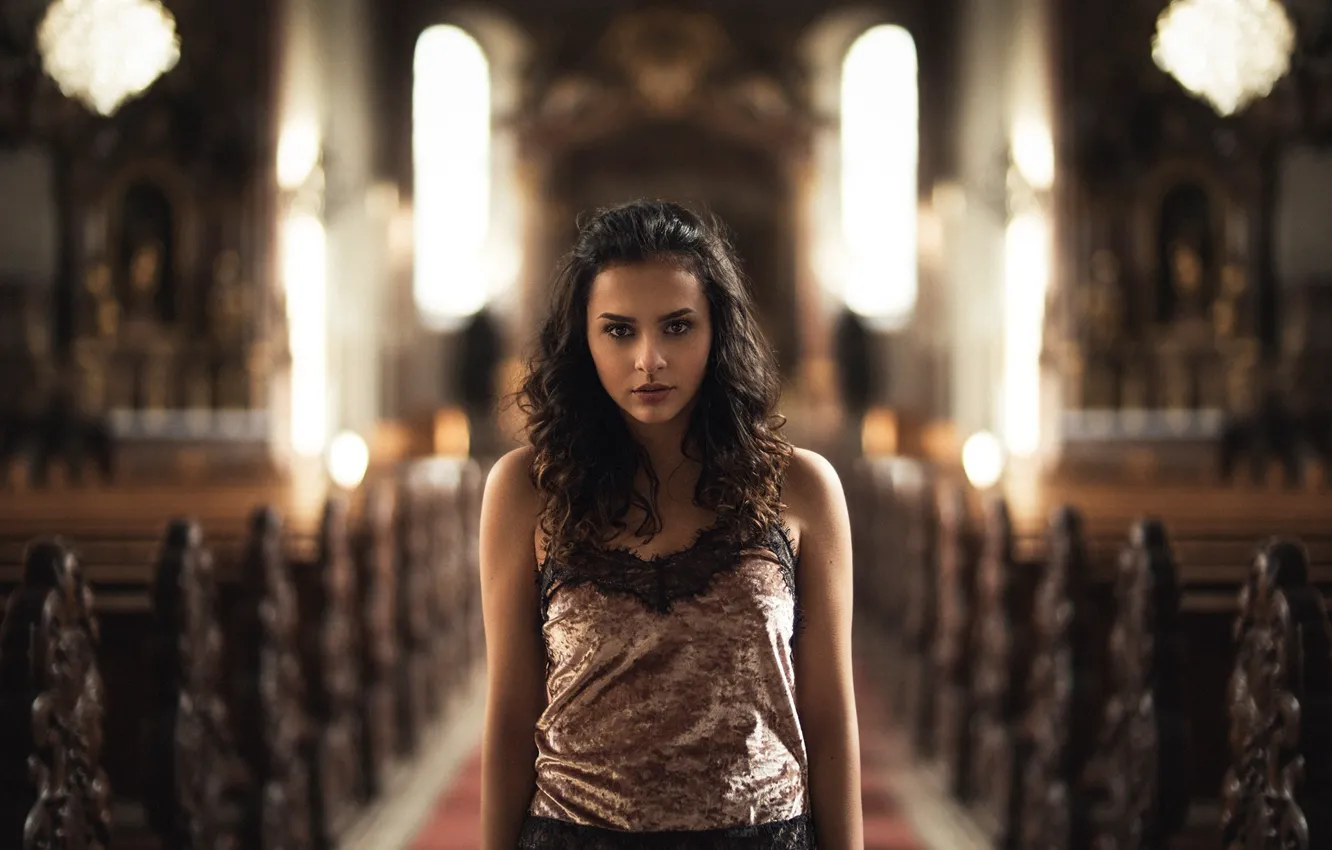 Photo wallpaper look, lights, model, portrait, makeup, Mike, brunette, hairstyle