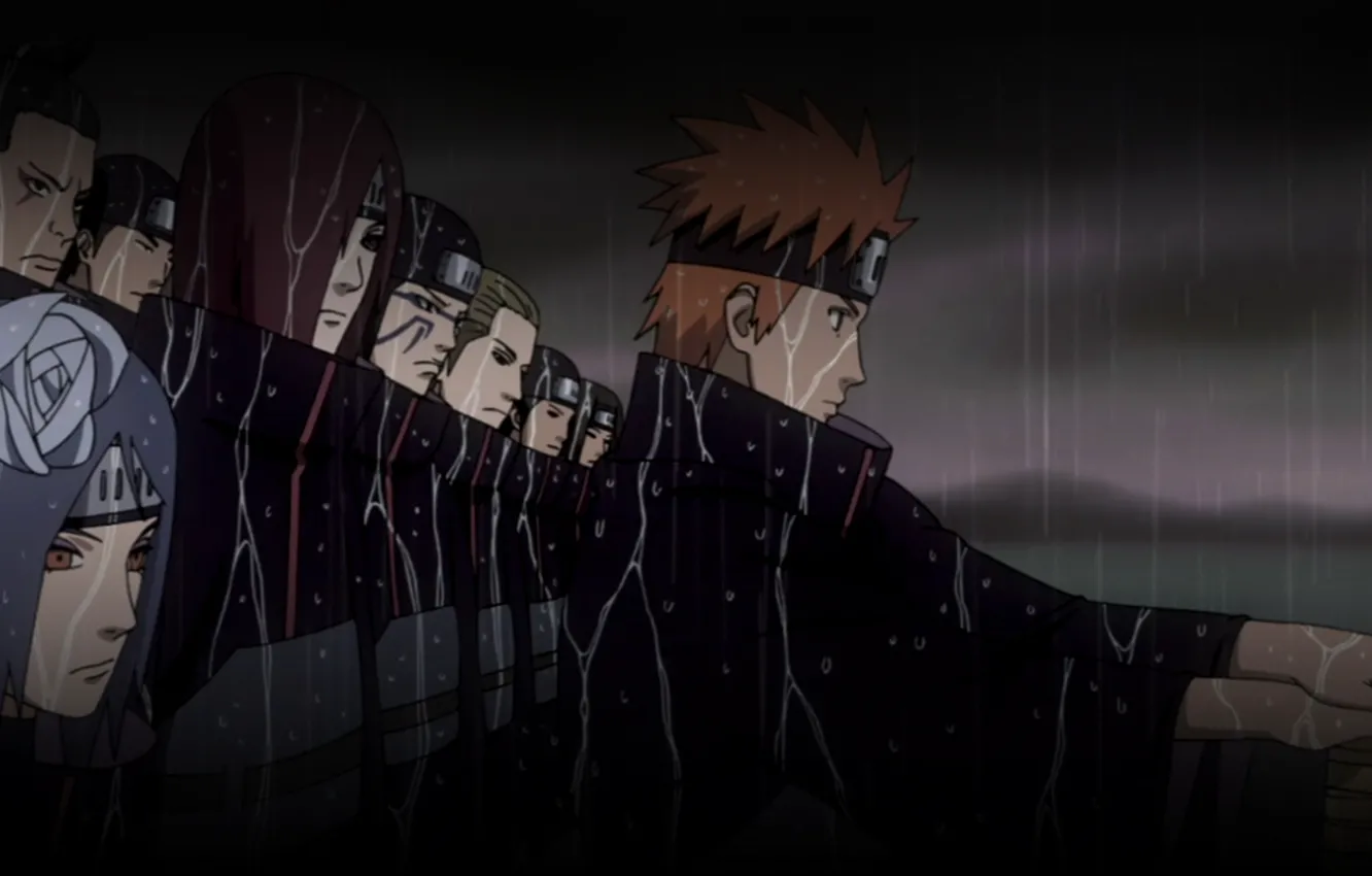 Photo wallpaper night, Naruto, the shower, squad, ninja, Akatsuki, Yahiko, Nagato
