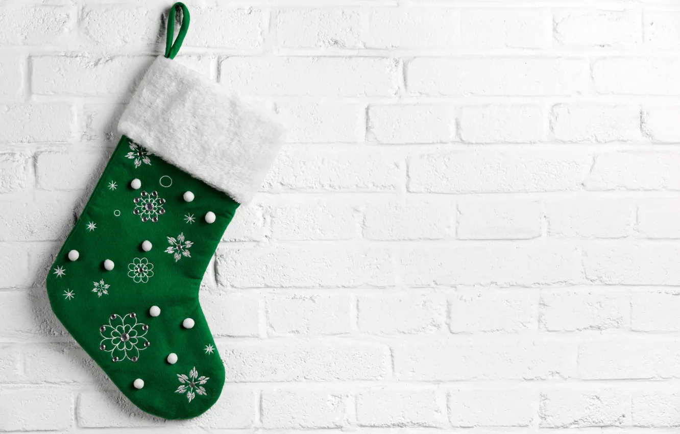 Photo wallpaper holiday, Christmas, New year, Christmas sock, Waiting for Santa