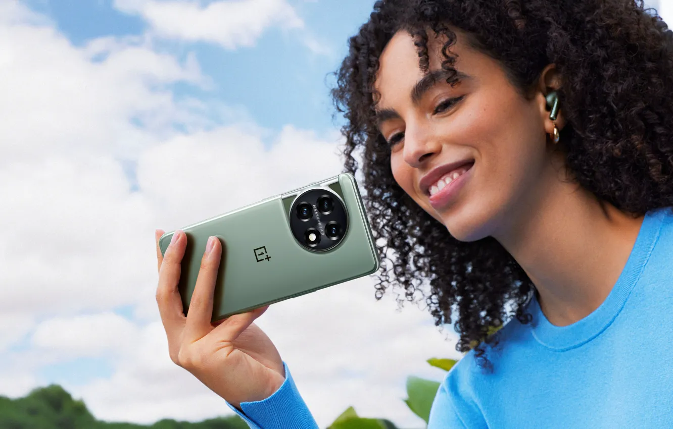 Photo wallpaper girl, smile, hair, smartphone, phone, OnePlus, OnePlus 11