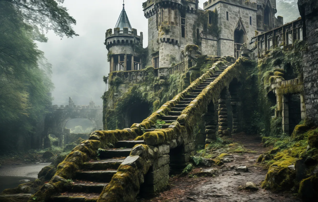 Photo wallpaper autumn, landscape, castle, architecture, landscape, beautiful, autumn, castle