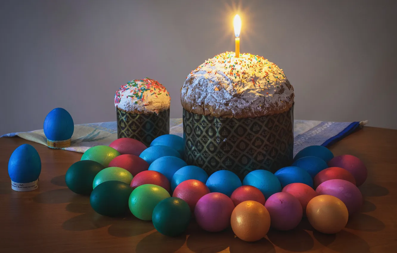 Photo wallpaper eggs, Easter, eggs, cakes
