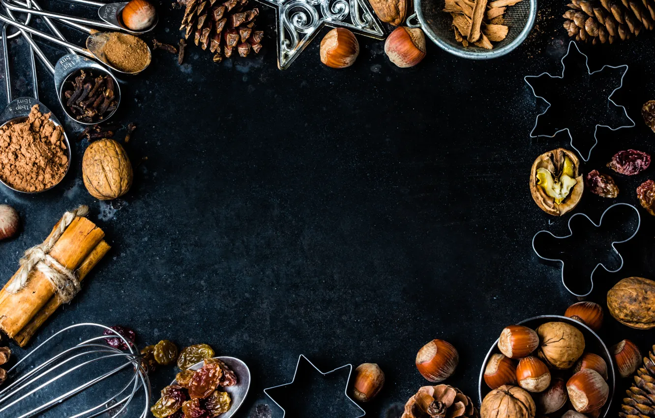 Photo wallpaper decoration, new year, Christmas, nuts, Christmas, bumps, New Year, merry christmas