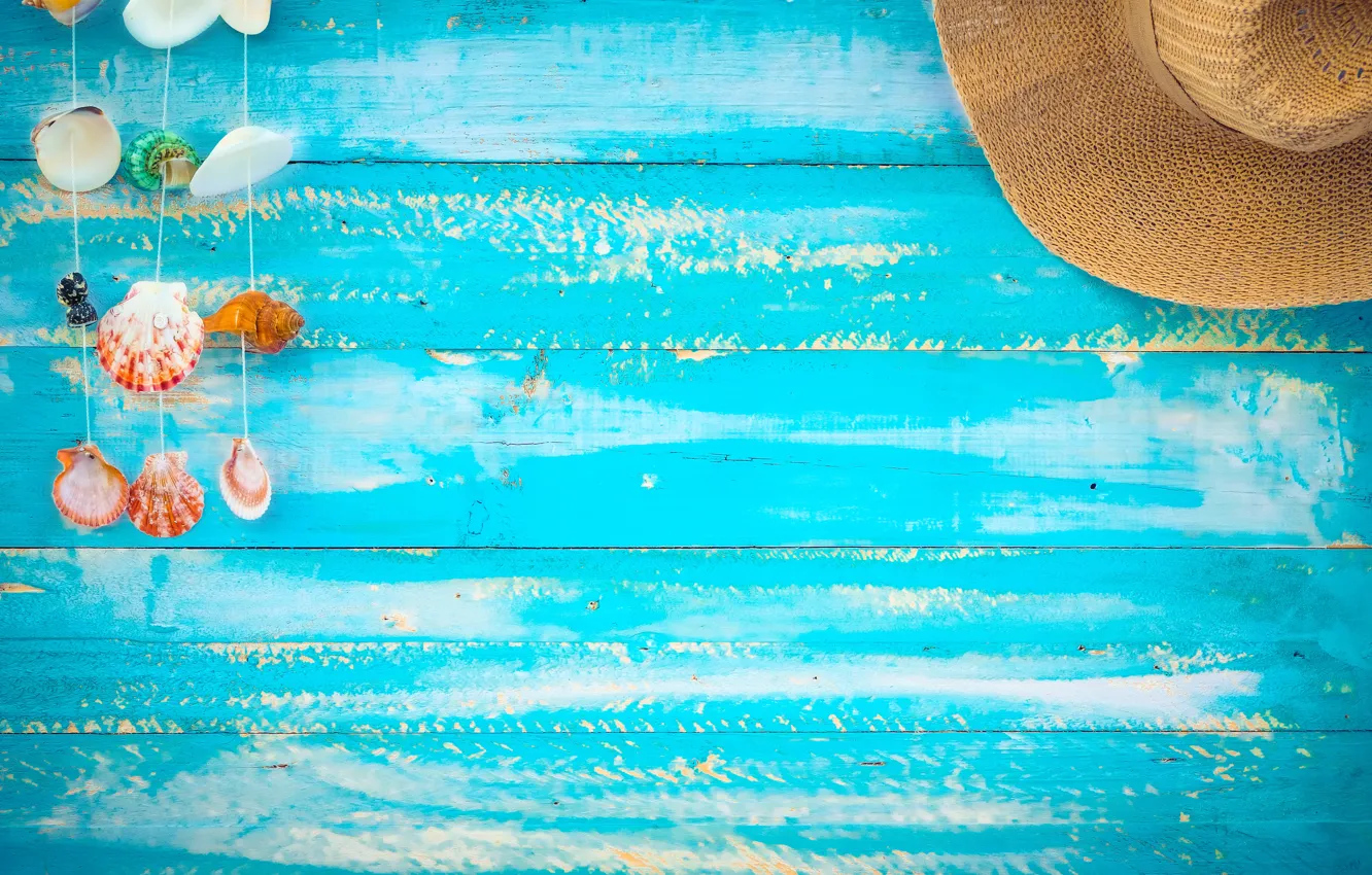 Photo wallpaper sand, beach, background, Board, hat, shell, summer, beach