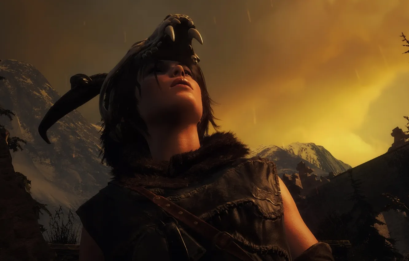 Photo wallpaper girl, background, Tomb Raider, Lara Croft, headdress, Rise of the: Tomb Raider