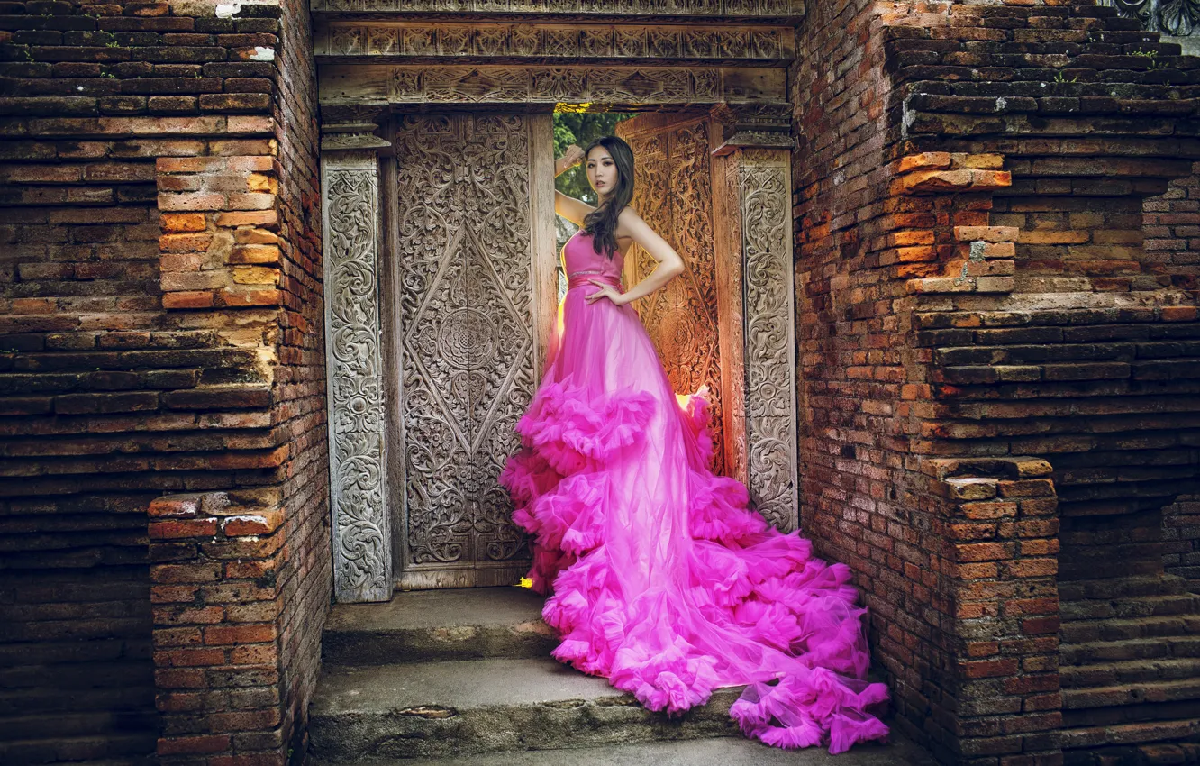 Photo wallpaper girl, style, dress, Asian