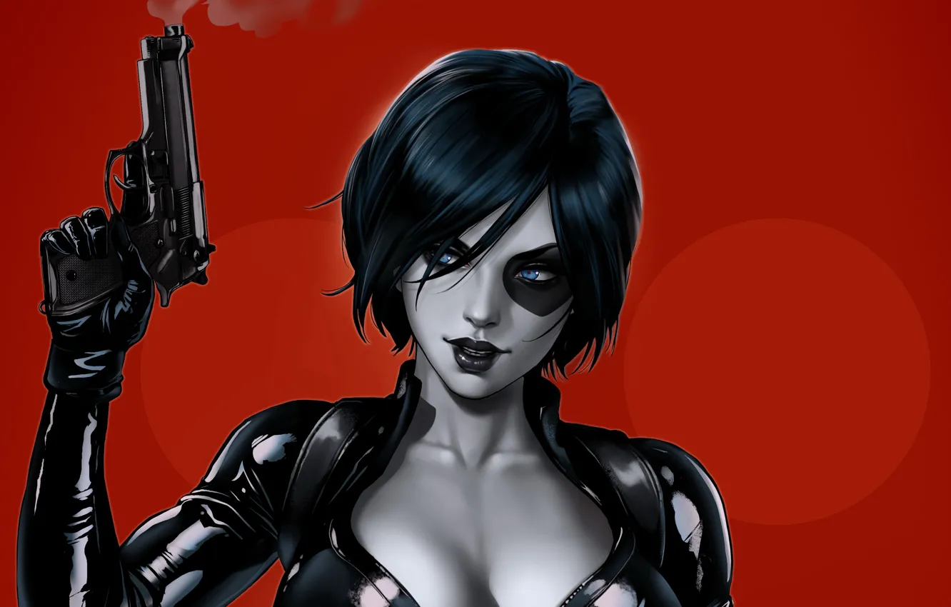 Photo wallpaper girl, gun, mutant, Marvel, Domino, Mutant, Domino, by Dandonfuga