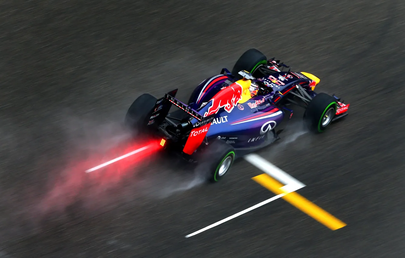 Photo wallpaper rain, Formula 1, Red Bull, Vettel, Sebastian, rb 10