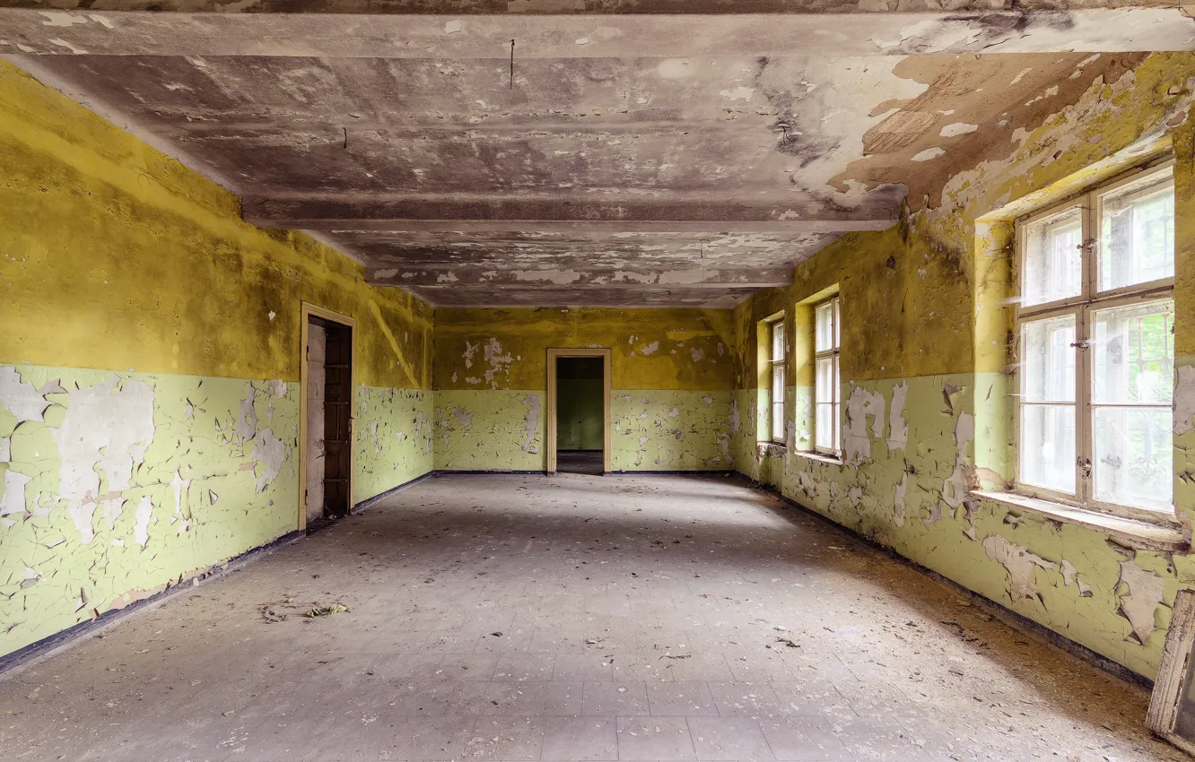 Photo wallpaper shadow, room, the door, window, sunlight