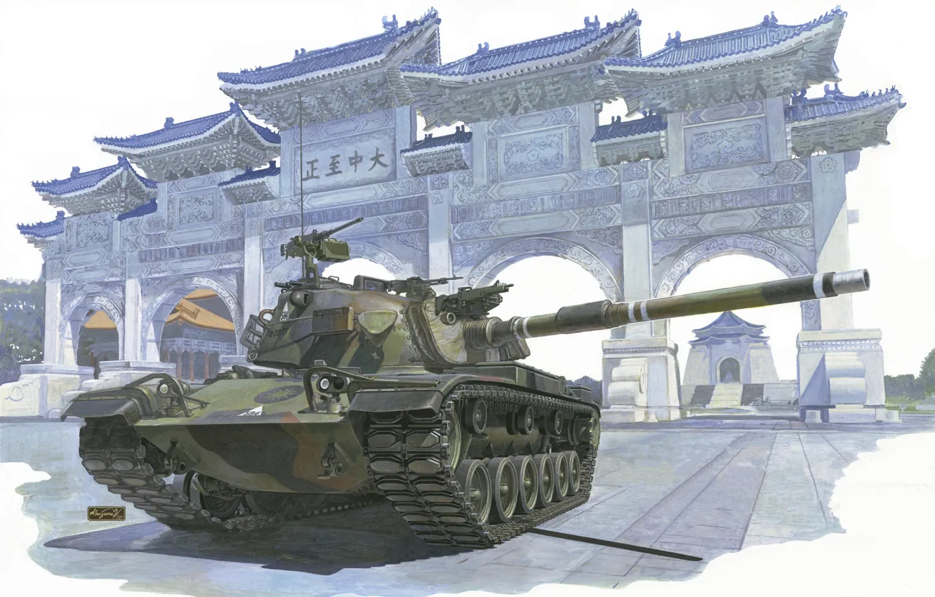 Photo wallpaper Taiwan, main battle tank, M48 Patton, H.Sasaki & T.Kurokawa, ROC Army CM-11 MBT Brave Tiger