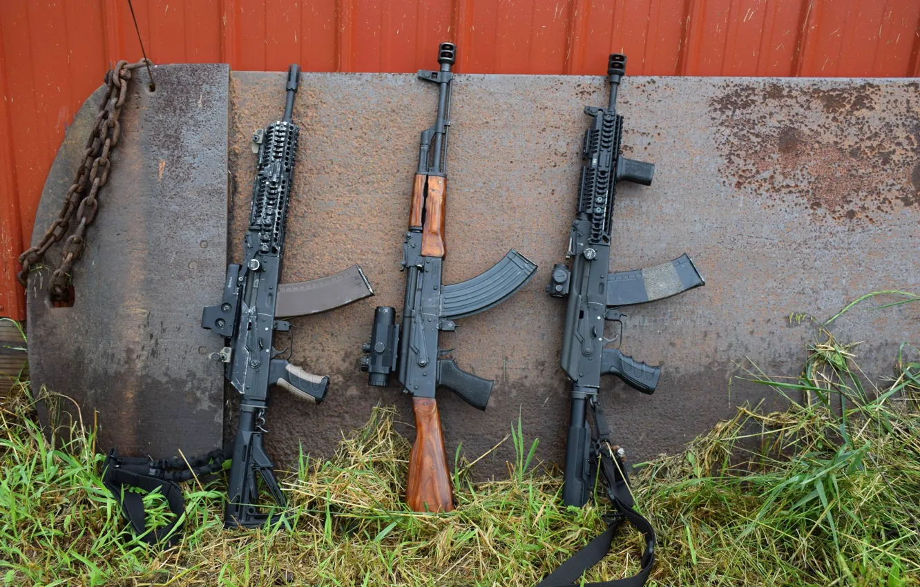 Photo wallpaper grass, weapons, machine, Arsenal