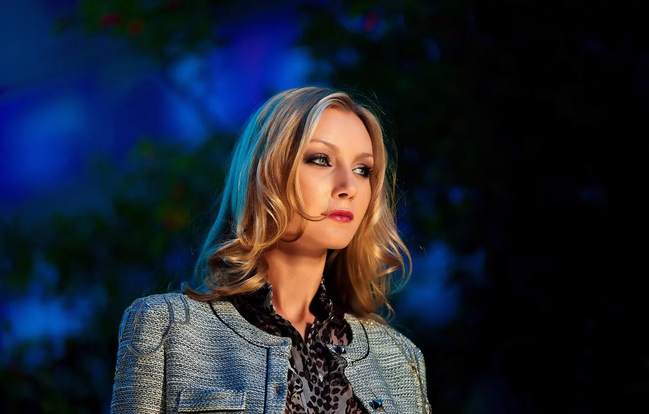 Photo wallpaper look, girl, makeup, lighting, blonde