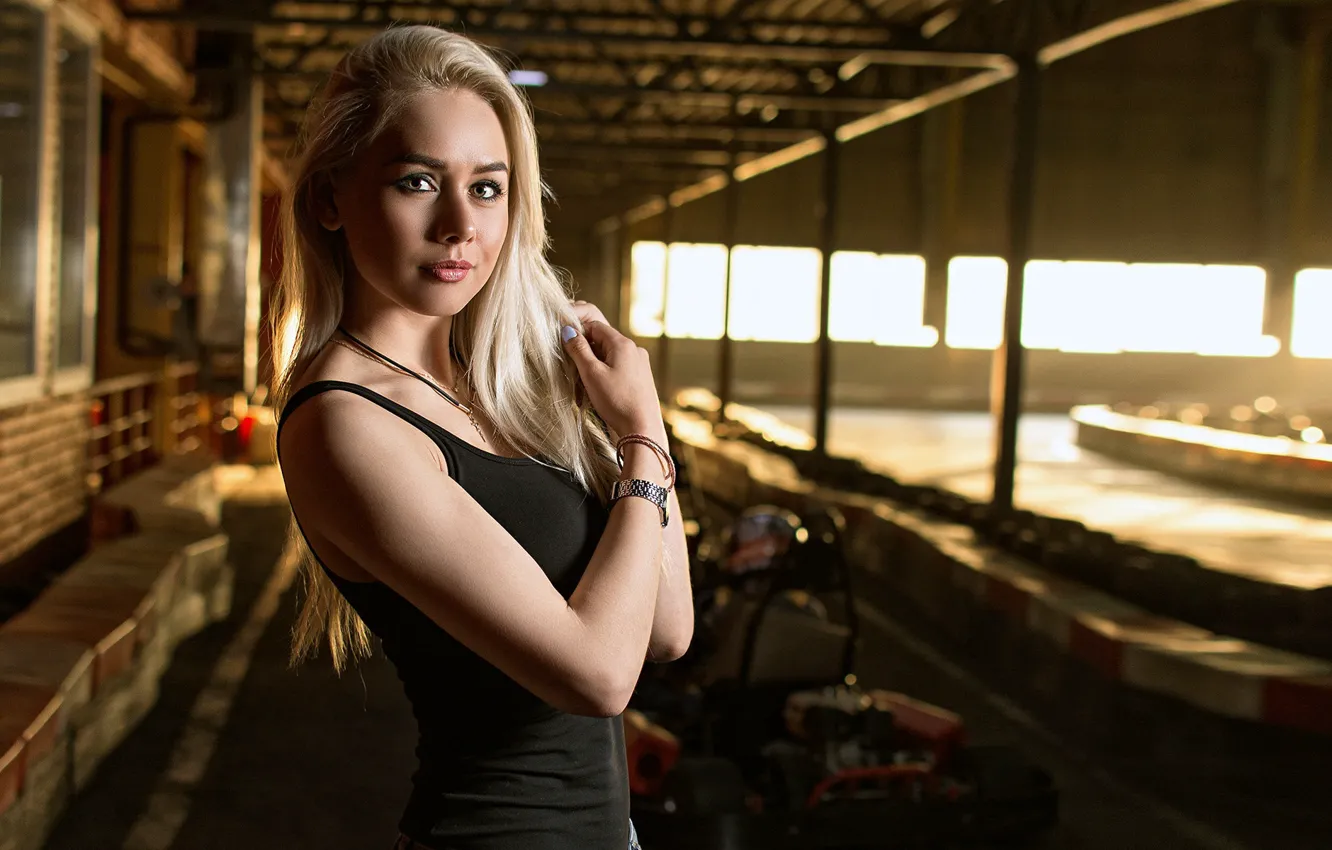 Photo wallpaper look, girl, portrait, makeup, Mike, hairstyle, blonde, bokeh