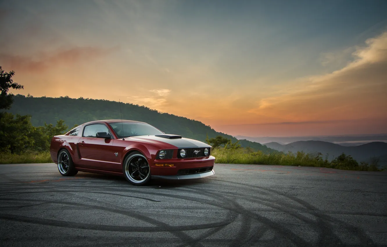 Photo wallpaper Mustang, Ford, Sunset, GT