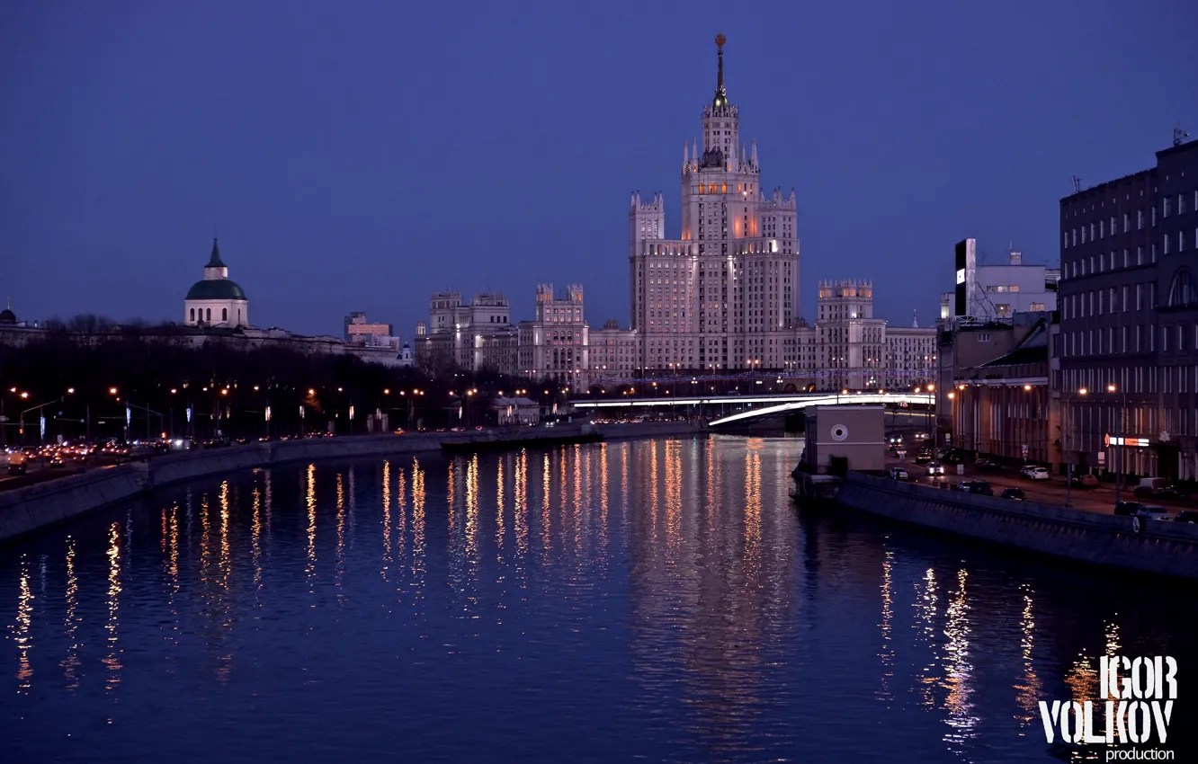 Photo wallpaper the city, lights, Moscow, promenade, Tinkers