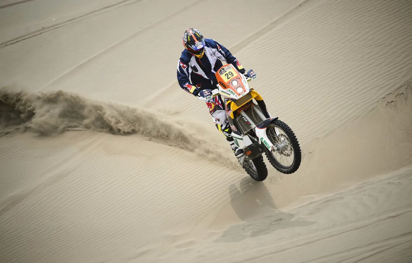 Photo wallpaper Sand, Race, Motorcycle, Racer, Rally, Dakar