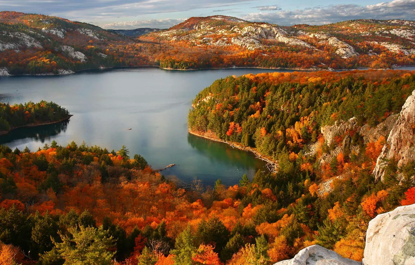 Photo wallpaper autumn, lake, Canada, Ontario, Killarney Provincial Park, Killarney State Park