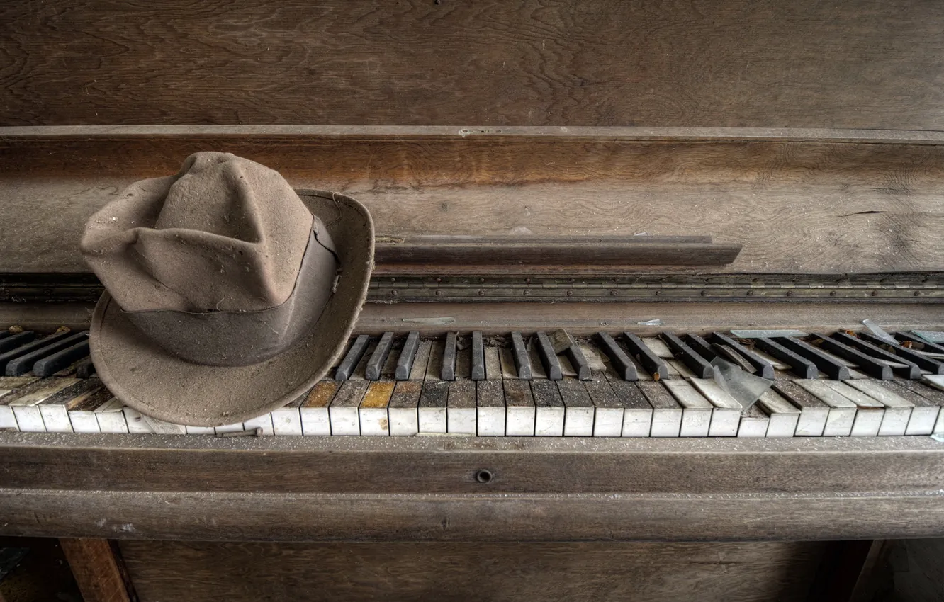 Photo wallpaper background, hat, piano