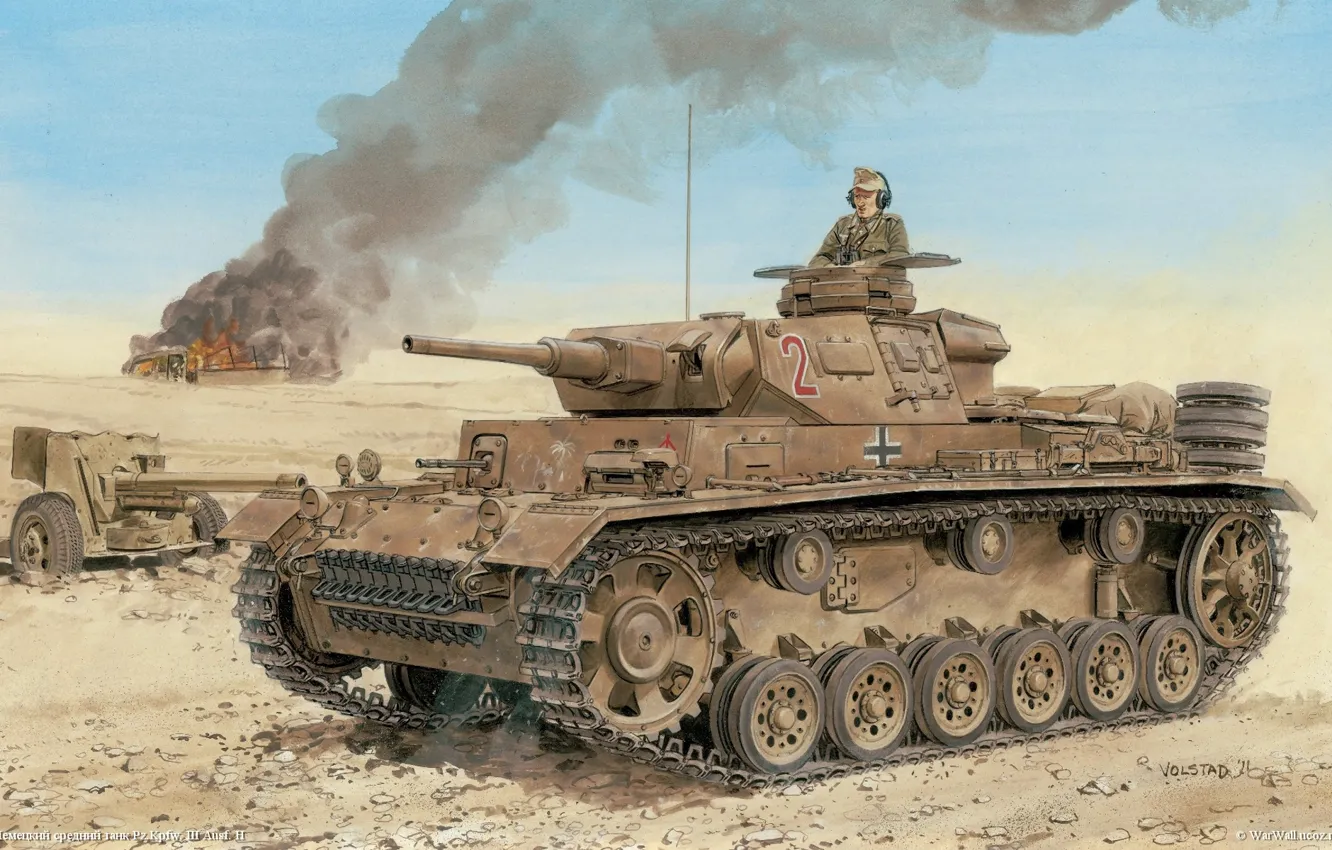 Photo wallpaper figure, art, tank, PzKpfw III