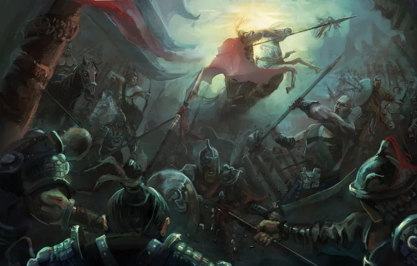 Photo wallpaper war, rider, battle, the battle