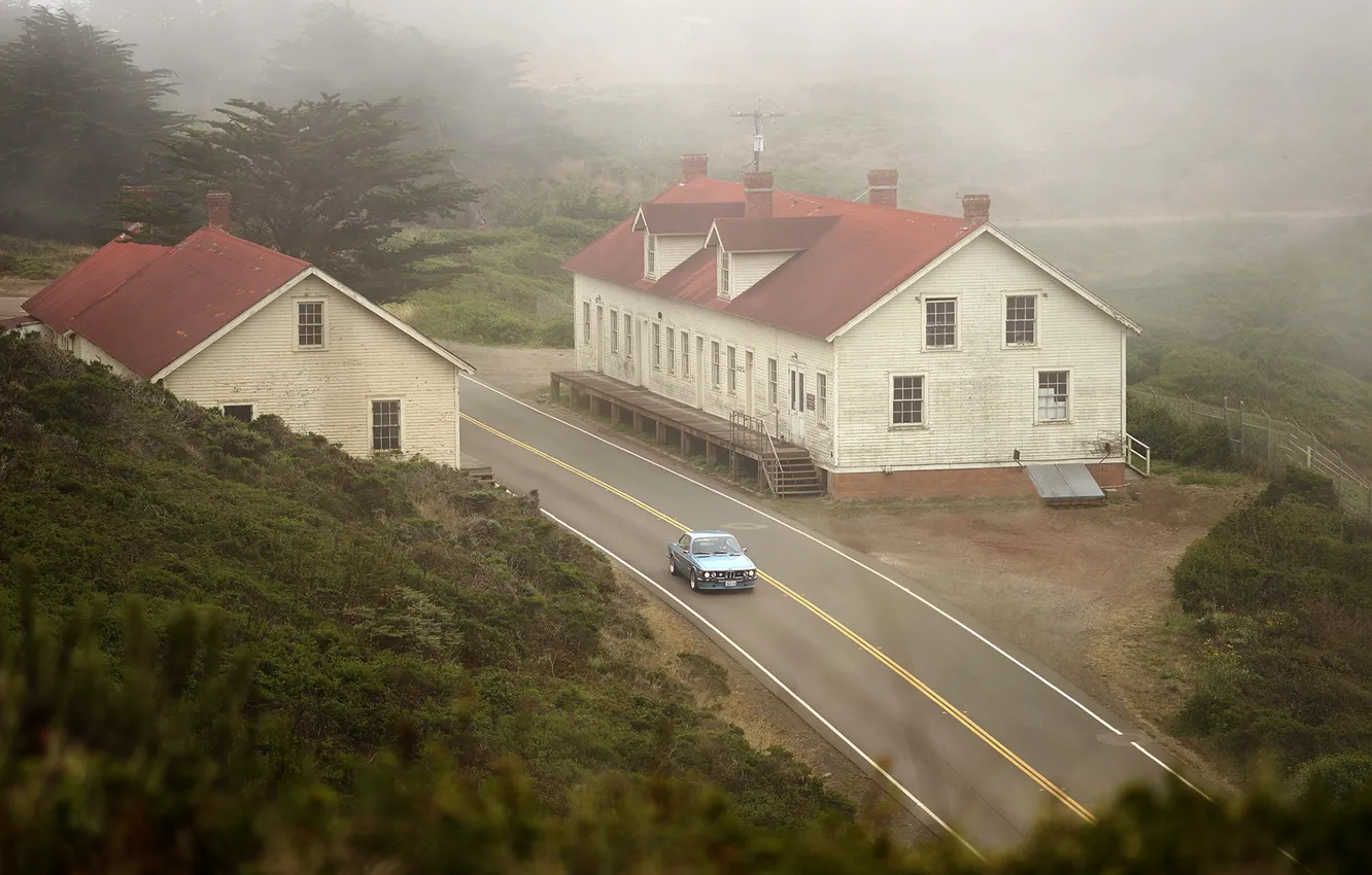 Photo wallpaper road, trees, home, car, San Francisco