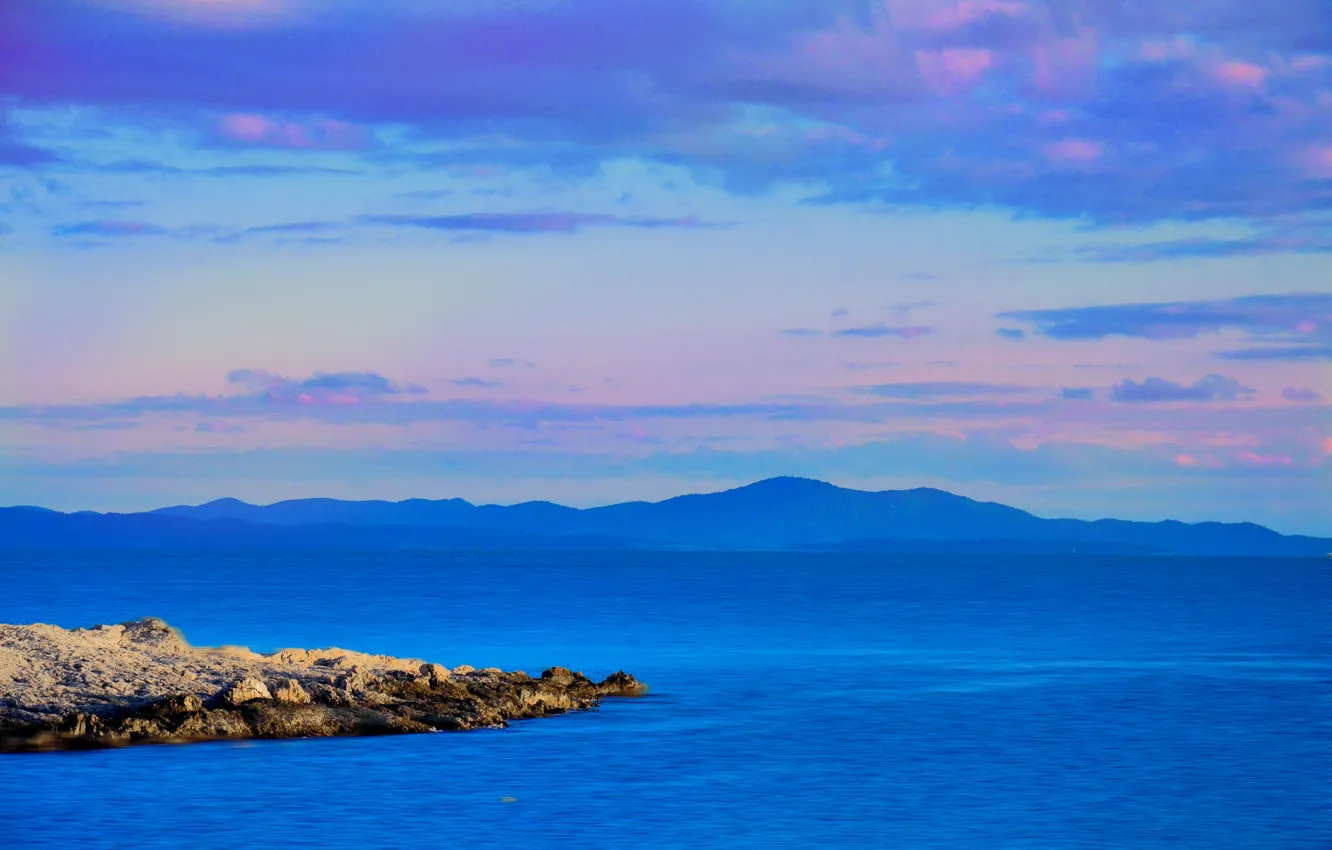 Photo wallpaper sea, mountains, island