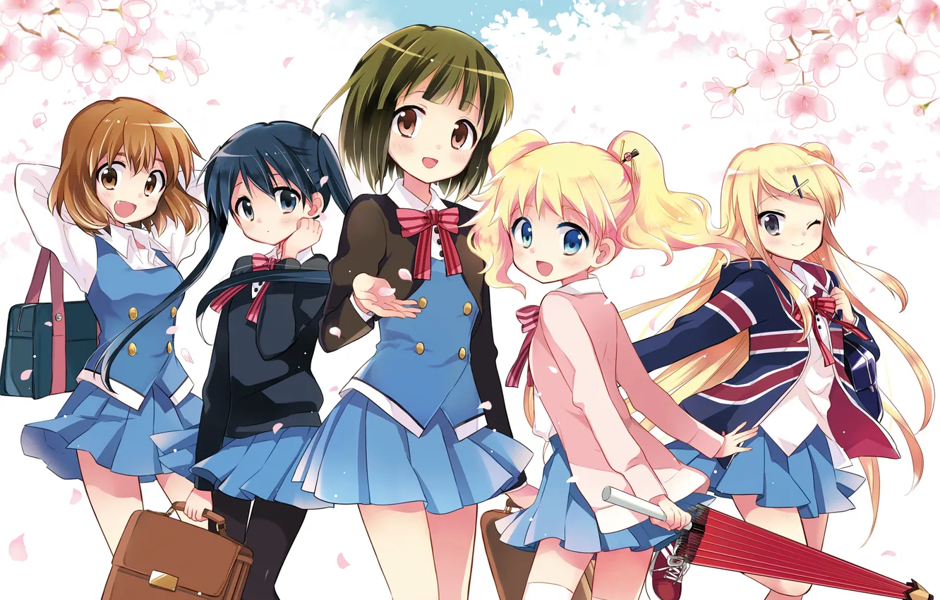 Photo wallpaper Sakura, art, girl, form, school, hara yui