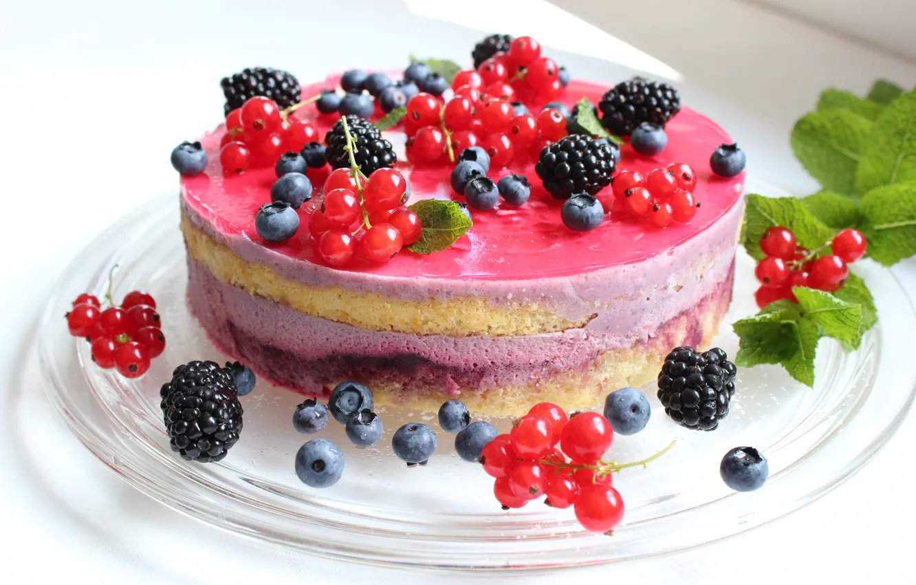 Photo wallpaper food, blueberries, cake, cake, fruit, cake, cream, dessert