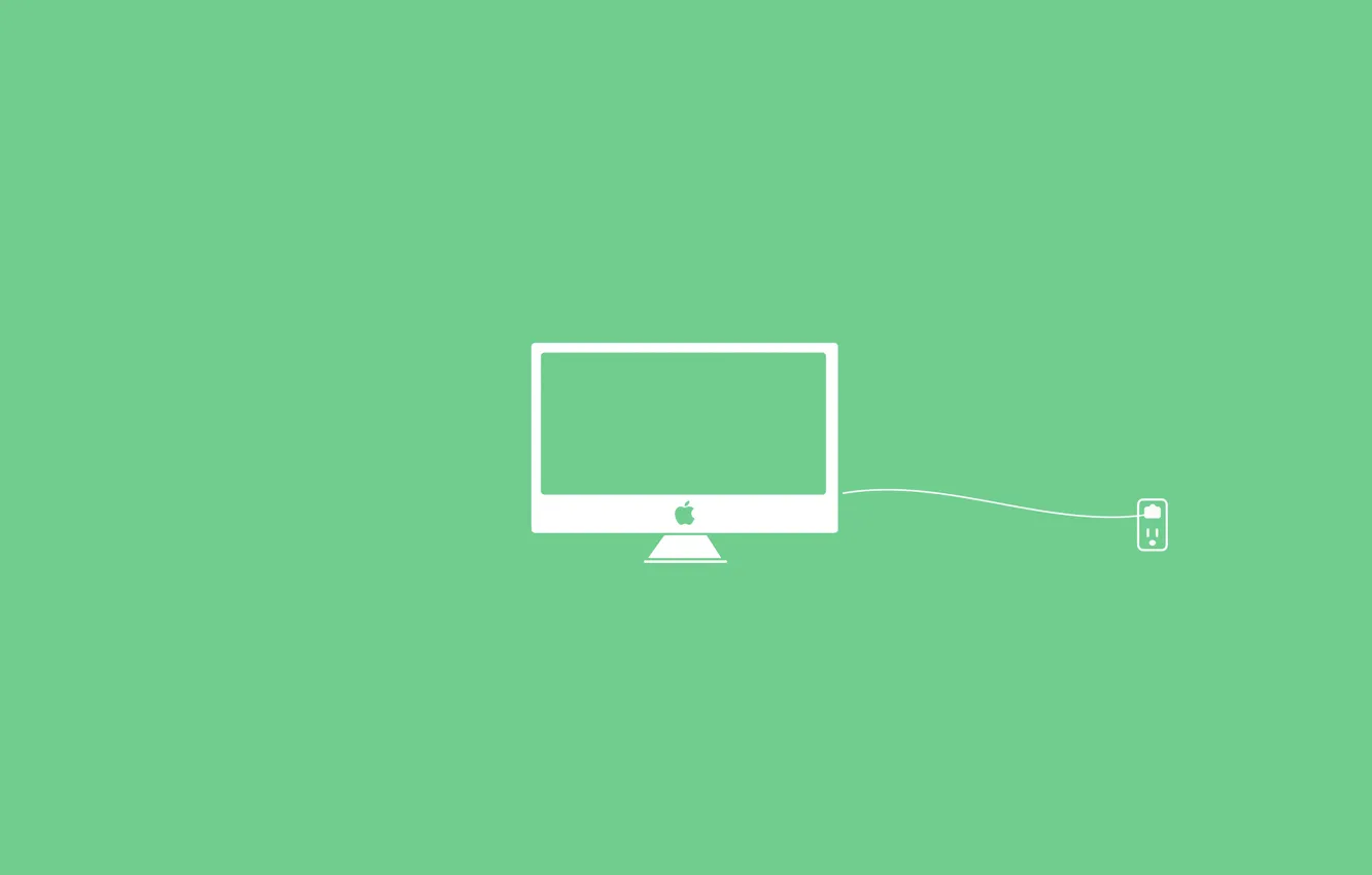 Photo wallpaper computer, apple, outlet, monitor, screen, cord