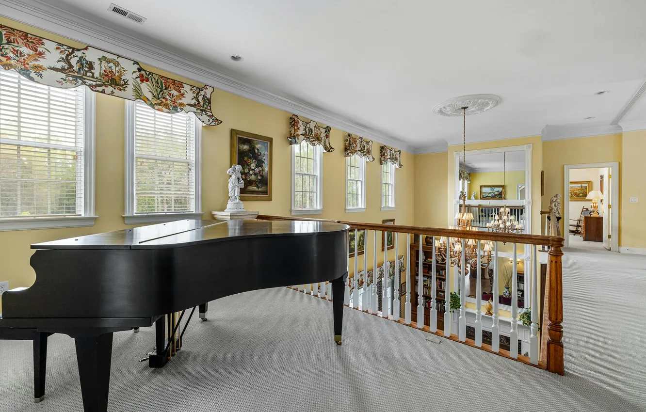 Photo wallpaper design, style, Villa, interior, piano, two levels, The expanse