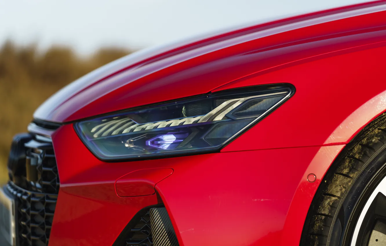 Photo wallpaper red, Audi, the hood, RS 7, LED, 2020, UK version, RS7 Sportback