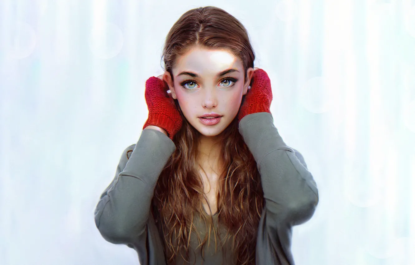 Photo wallpaper eyes, look, girl, face, portrait, art, lips, girl