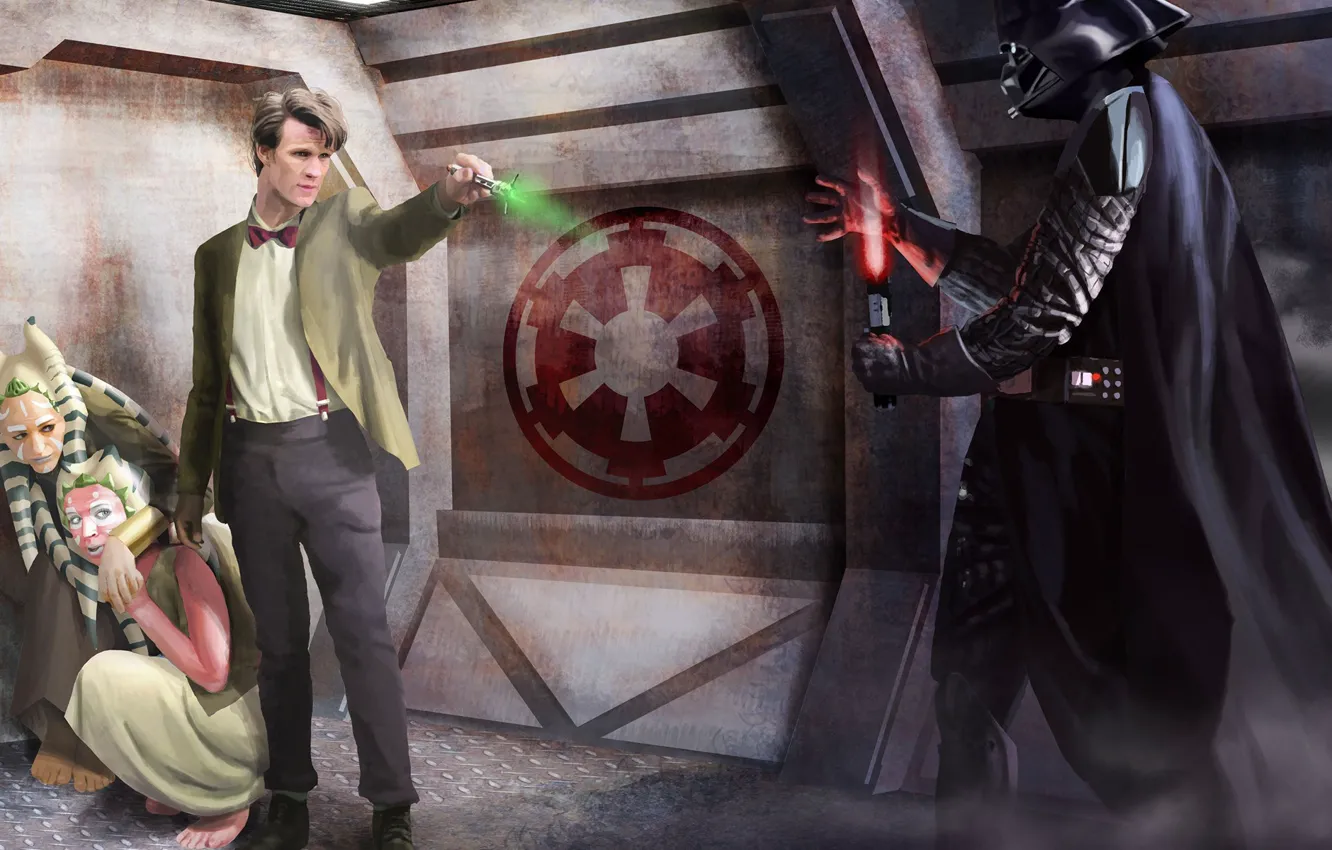 Photo wallpaper Star Wars, Darth Vader, Star wars, Doctor Who, Darth Vader, lightsaber, Doctor Who, crossover