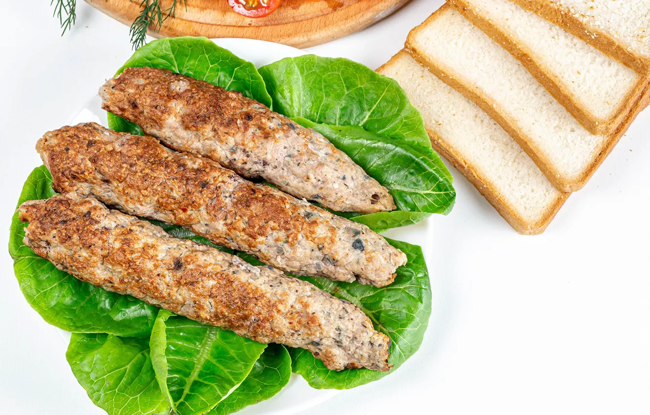 Photo wallpaper bread, meat, kebab