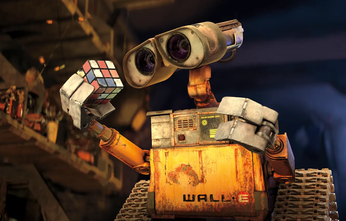 Photo wallpaper robot, wall-e, Rubik's cube, Cleaner, WALL-E