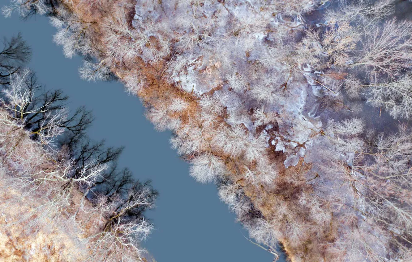 Photo wallpaper frost, river, USA, Vermont, Brandon