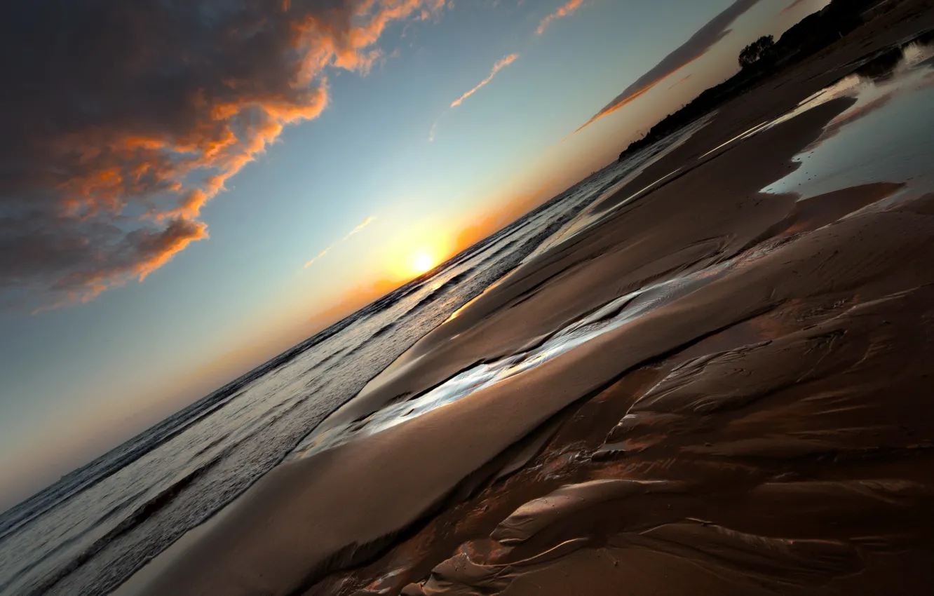 Photo wallpaper sea, the sky, landscape, sunset