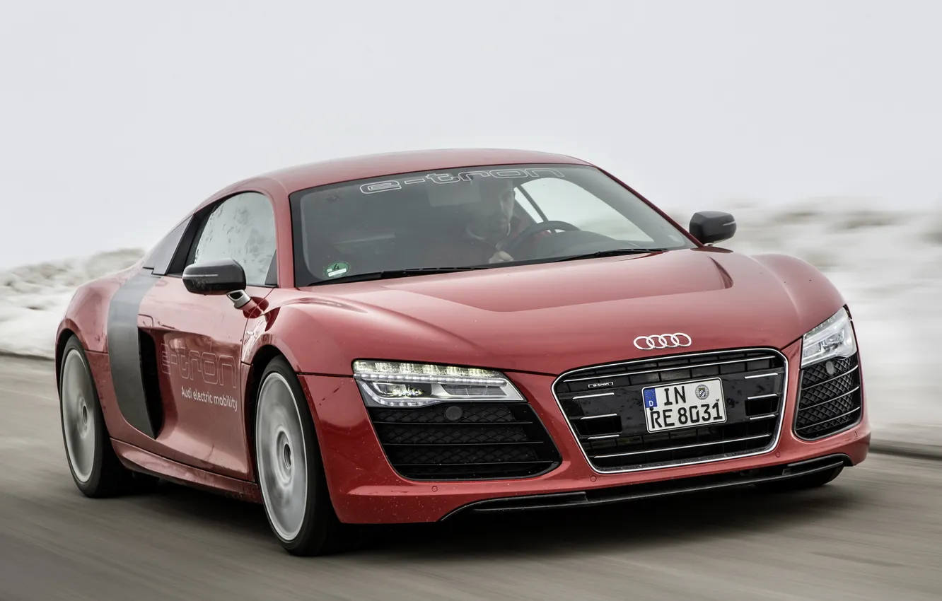 Photo wallpaper red, Audi, Prototype, supercar, car, e-tron