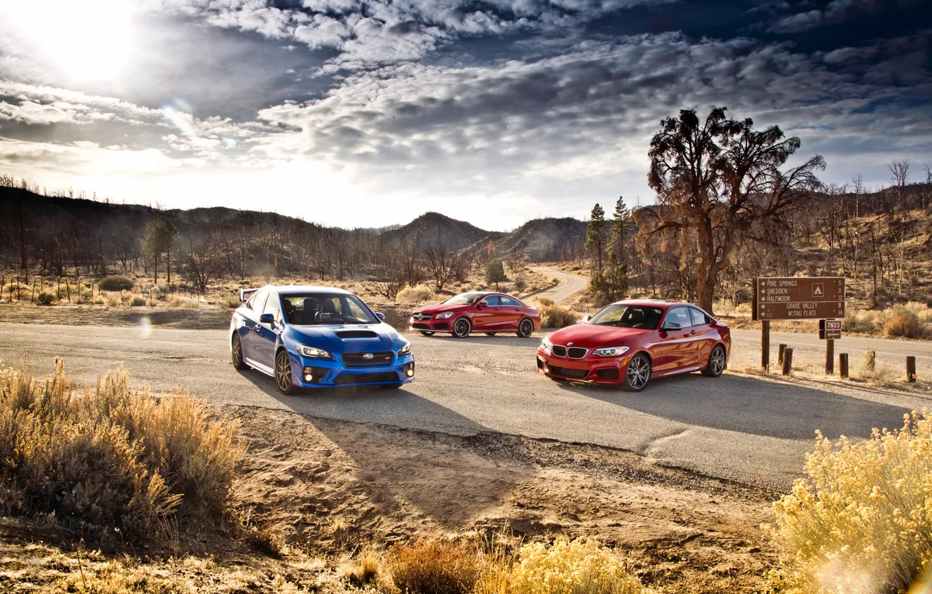 Photo wallpaper BMW, Subaru, BMW, Mercedes, Mercedes, Subaru
