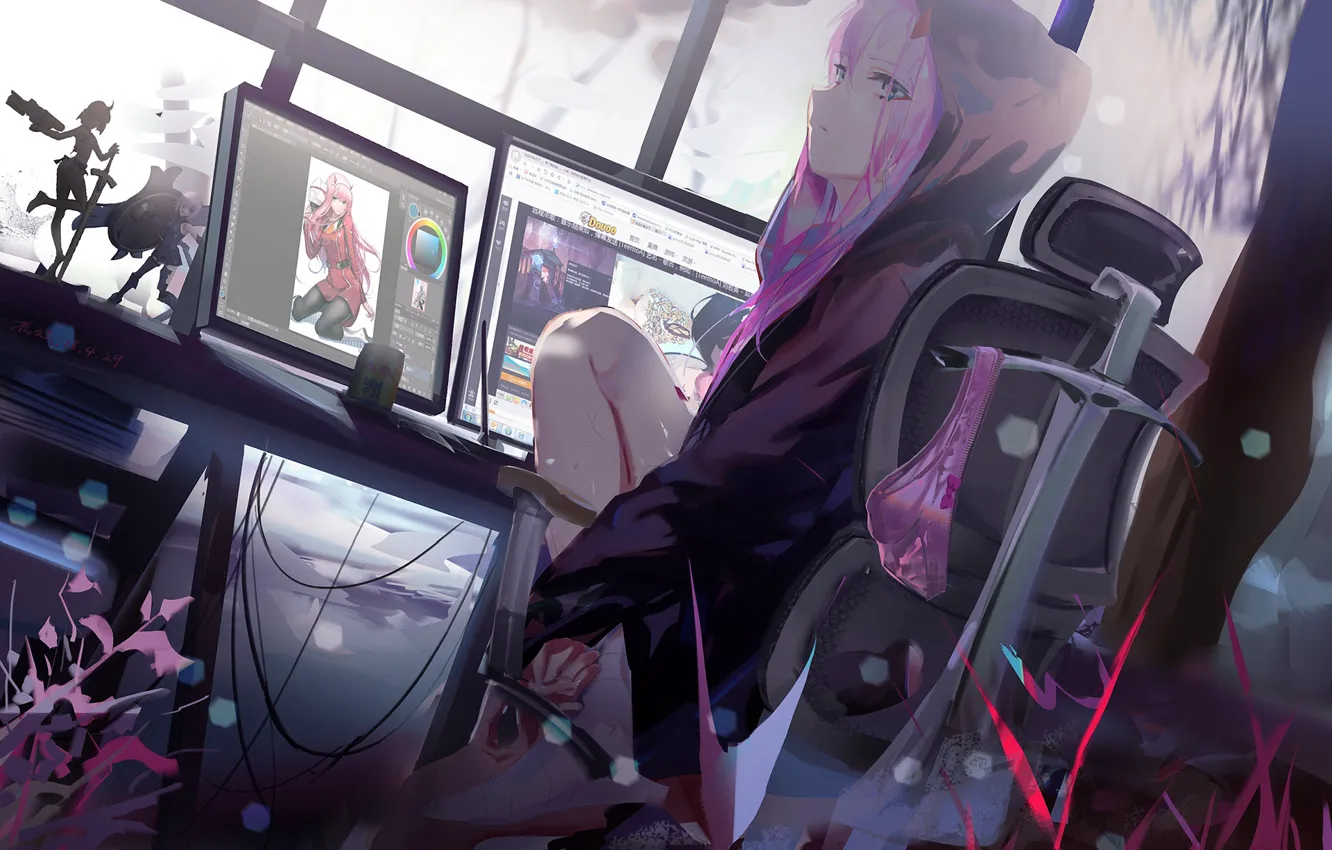 Photo wallpaper girl, comp, art, Darling In The Frankxx, Cute in France