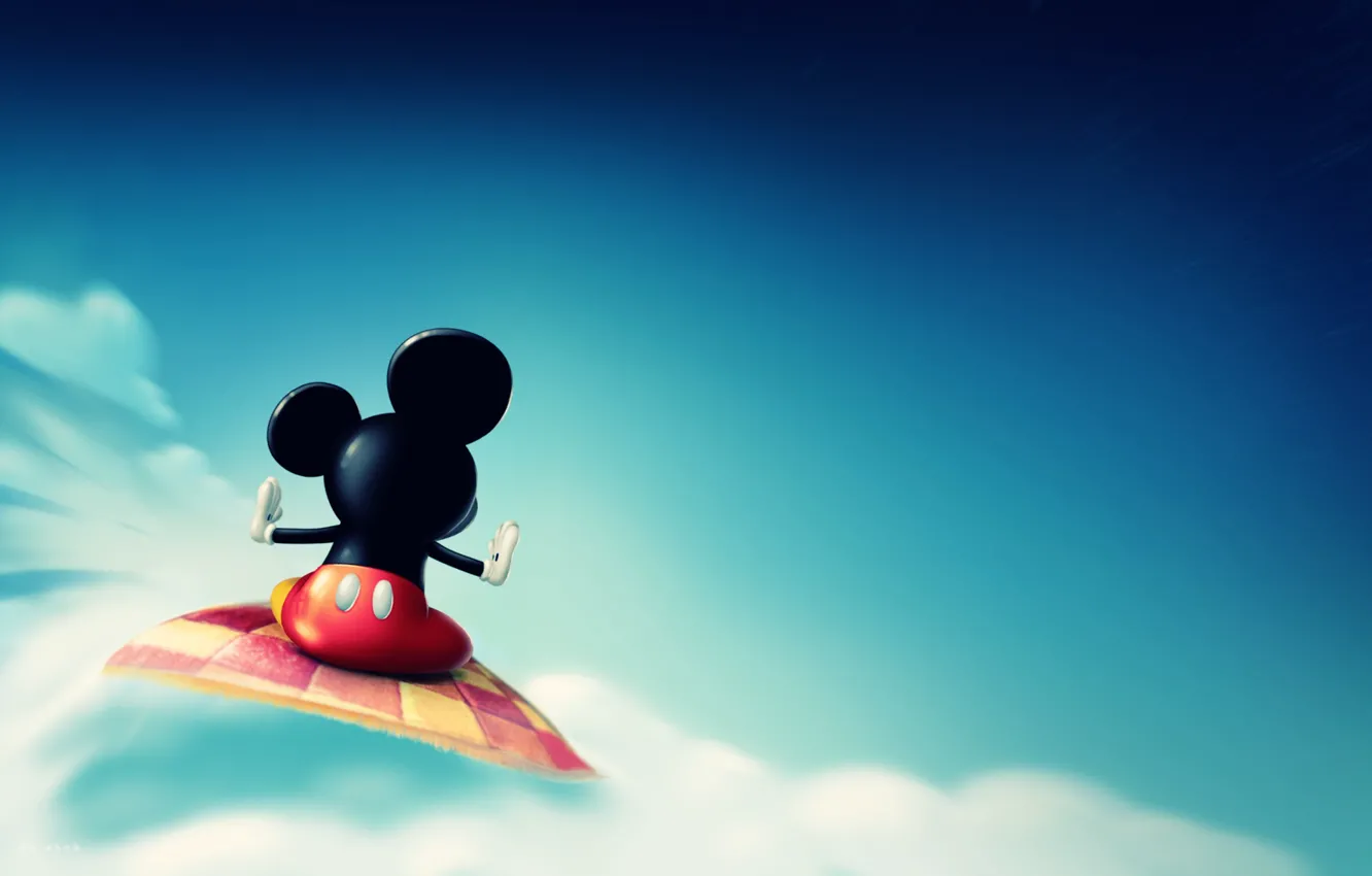 Photo wallpaper clouds, Mickey Mouse, Mickey Mouse, Disney Company, flight.