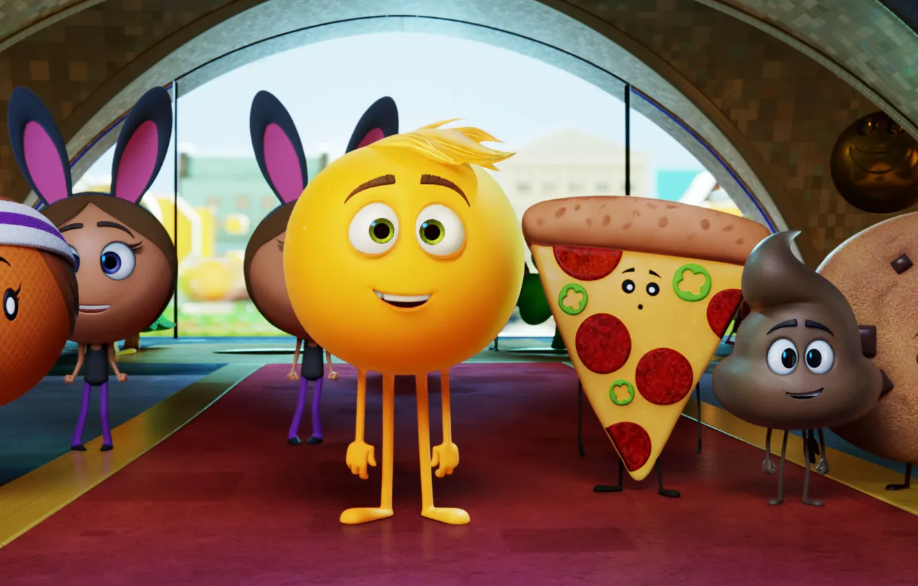 Photo wallpaper pizza, animated film, animated movie, emoji, The Emoji Movie, Emoji movie