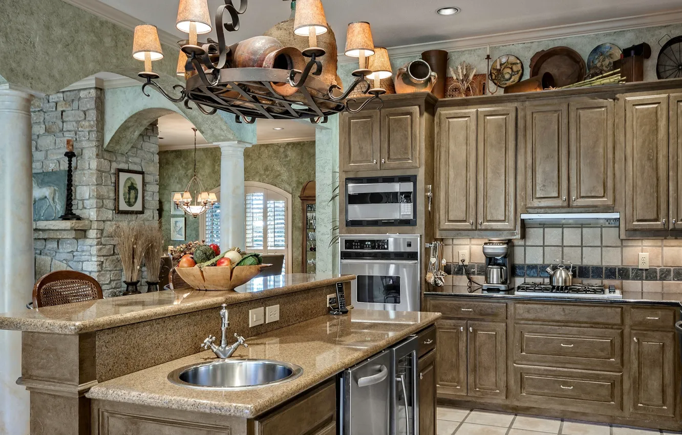 Photo wallpaper table, furniture, kitchen, wardrobe